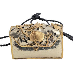 Vtg Handmade Artisan Mixed Metal Sea Life Themed Minaudiere' Evening Bag 1980's